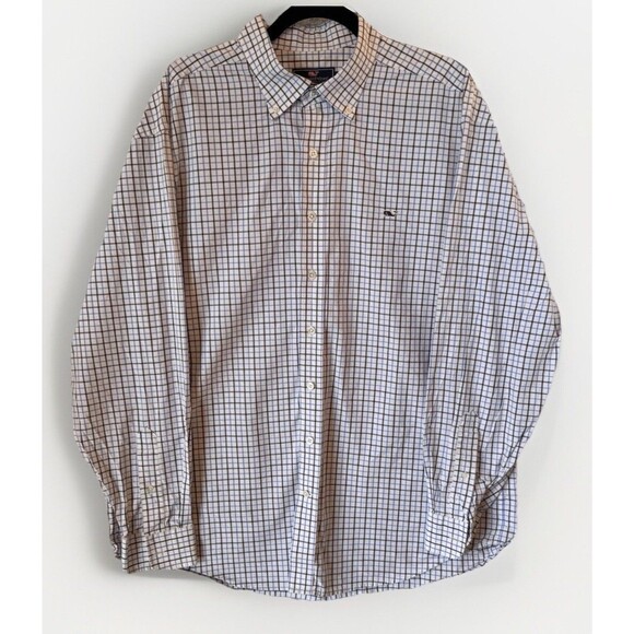 Vineyard Vines Shirt Men's XL Blue White Classic Fit Whale‎ Button-Up Cotton - Picture 1 of 9